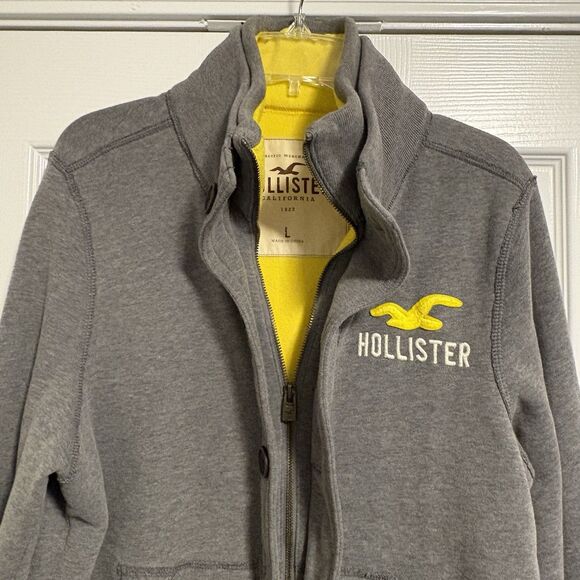 Hollister Men’s Sweater Jacket Gray Size Large Zip/Button - Picture 5 of 9